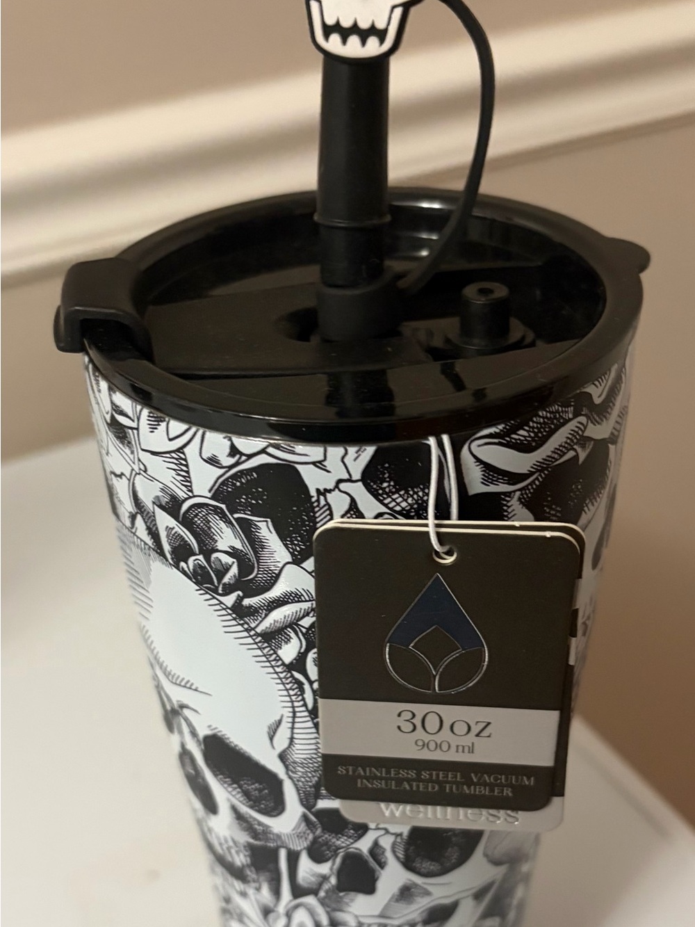 NWT Wellness Halloween Skulls Stainless Steel Tumbler